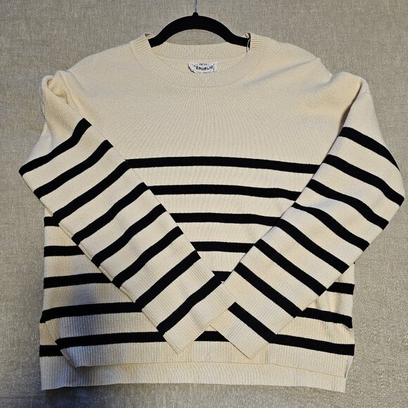 For The Republic Small Cream & Black Striped Sweater | Classic Breton Crewneck P - Picture 1 of 2